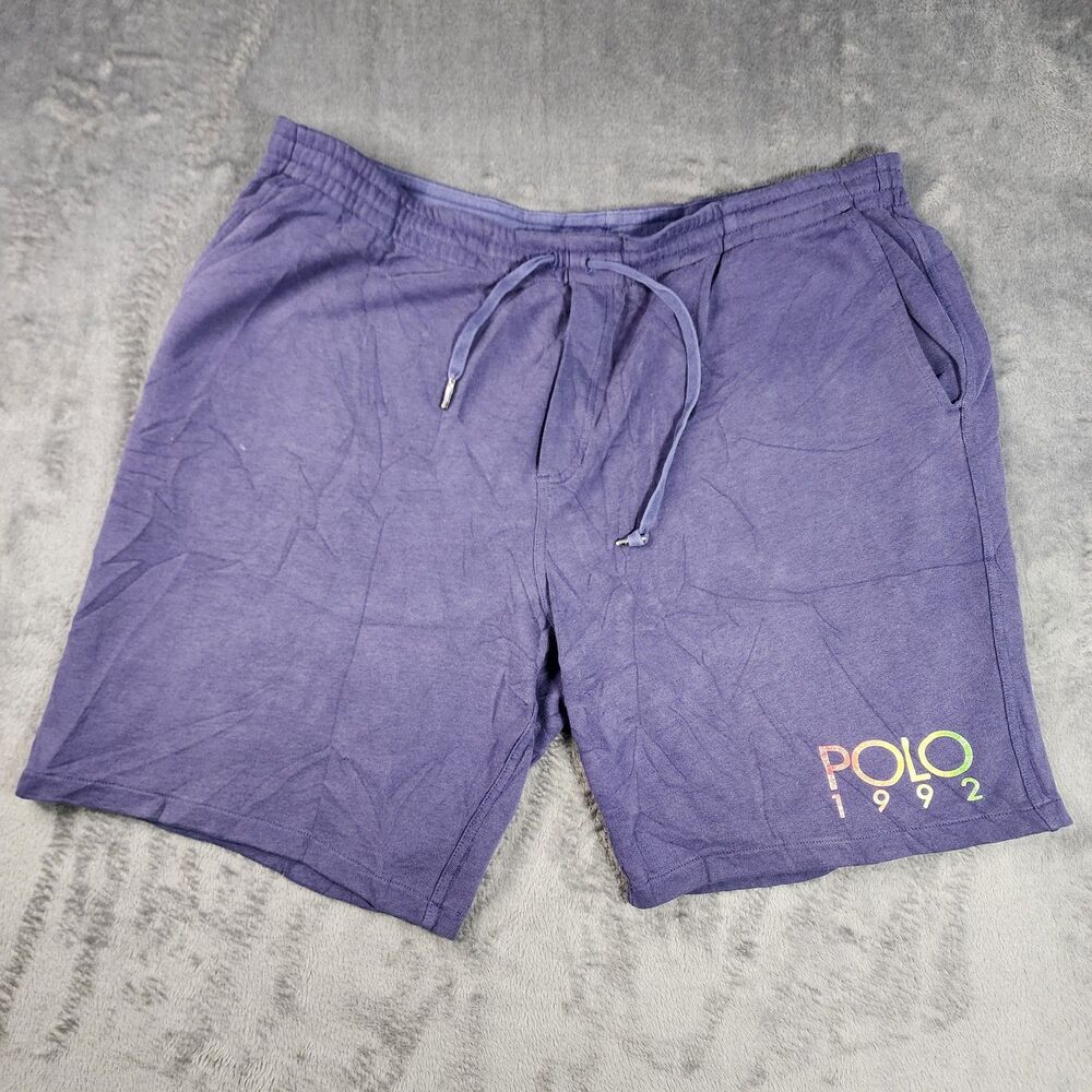 Polo Ralph Lauren 1992 Purple Shorts XXL Drawstring Waist Casual Rainbow Vintage